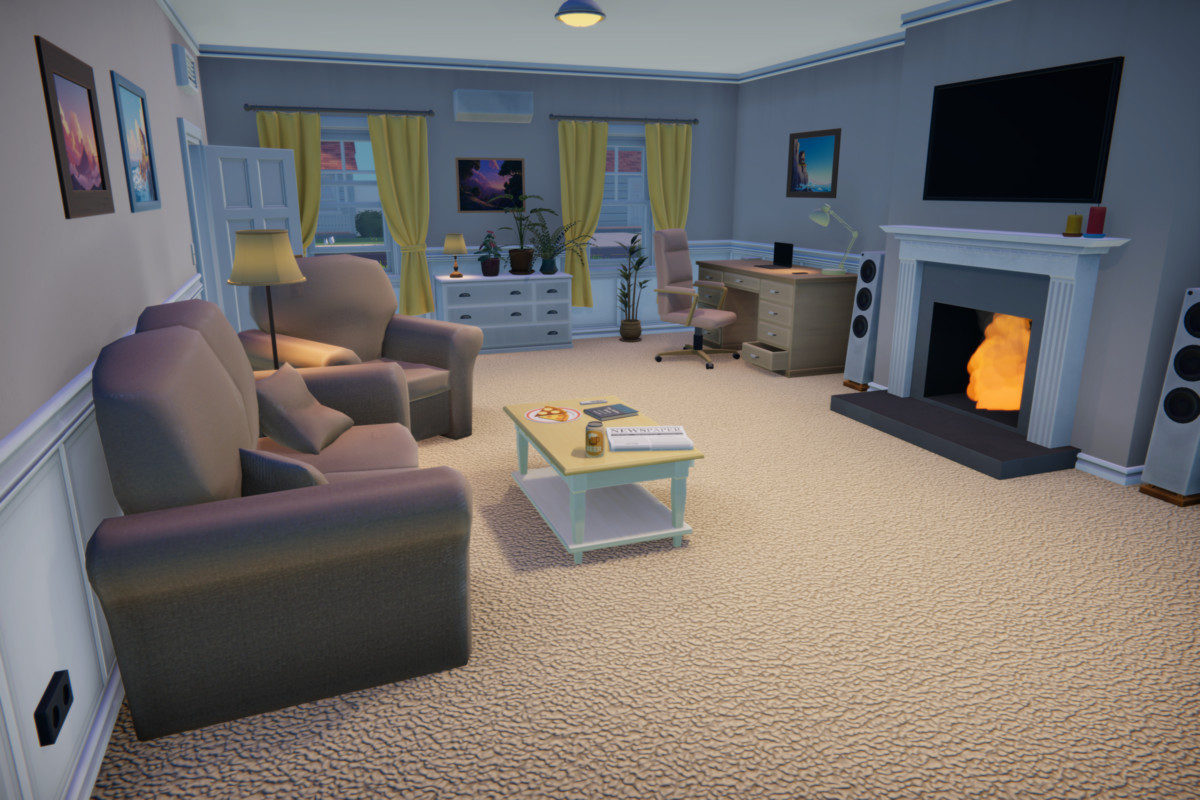 Stylized Cartoon House Interior & Exterior