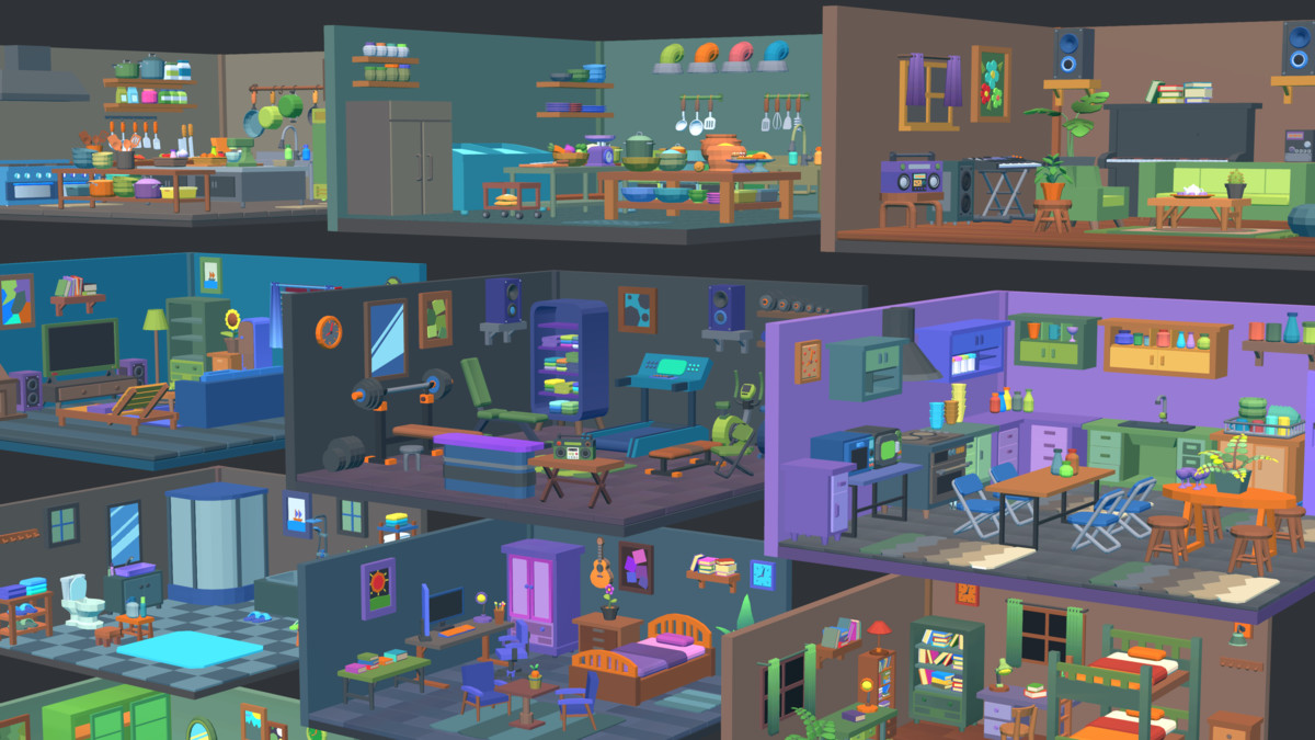 Cute Low Poly Furniture Pack - Colorful Interior Props