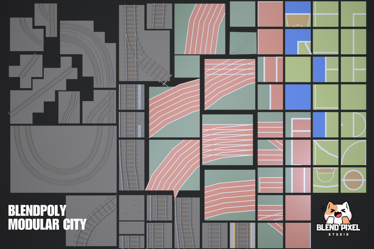 BlendPoly Modular City - Low Poly Assets