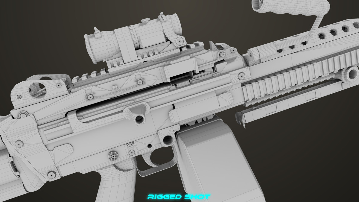 Machine Gun Sandal and Black Ammo Box URP HDRP Textures