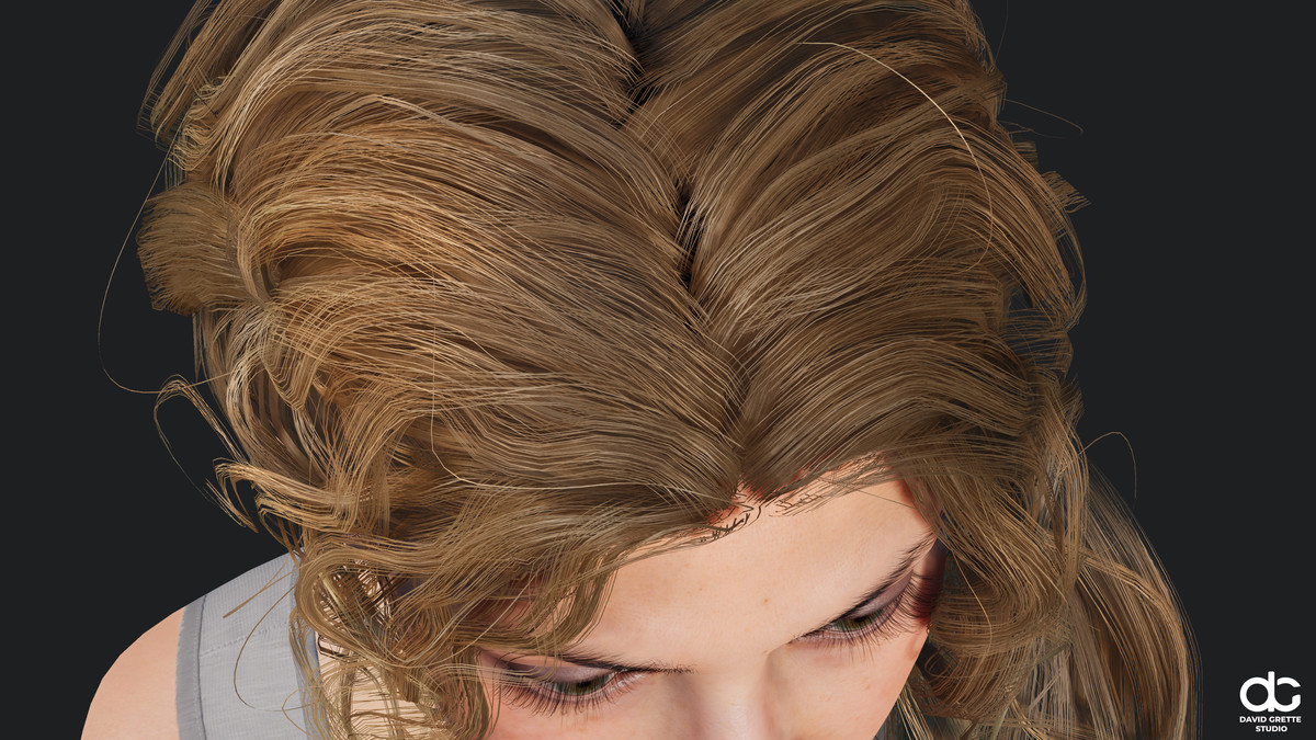 Realistic female hairstyles, pack #3 | Rigged hair, game-ready, low-poly