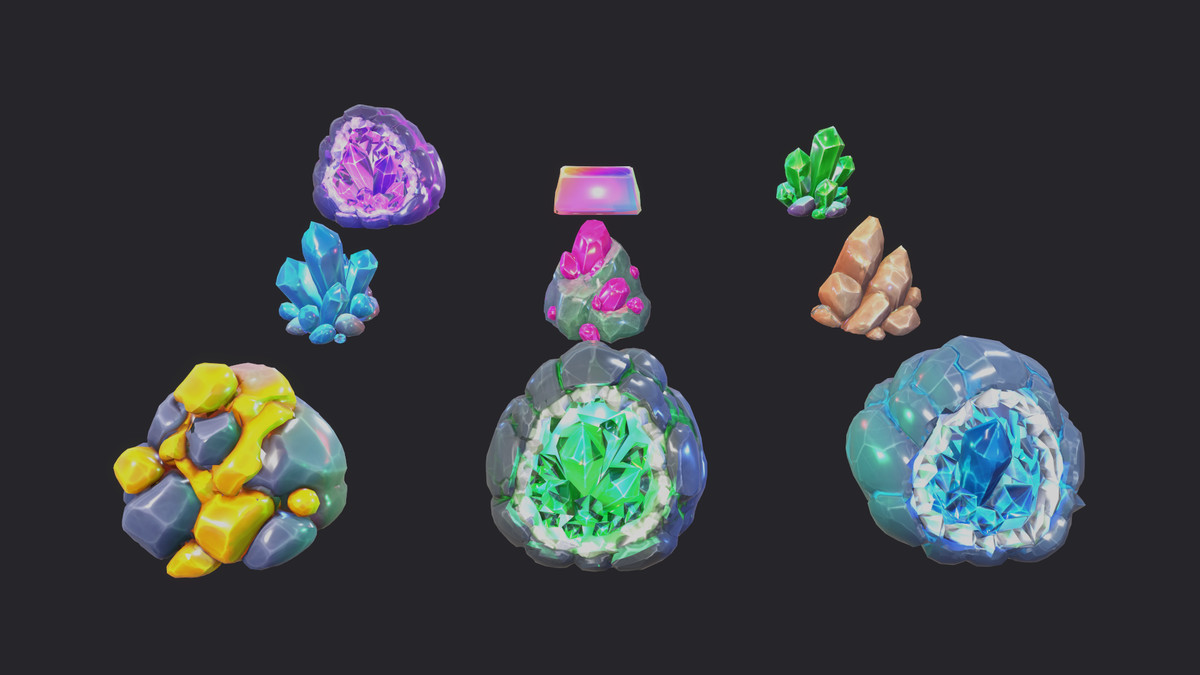 Low Poly Mining Collection - Mine Props + Gems & Ore