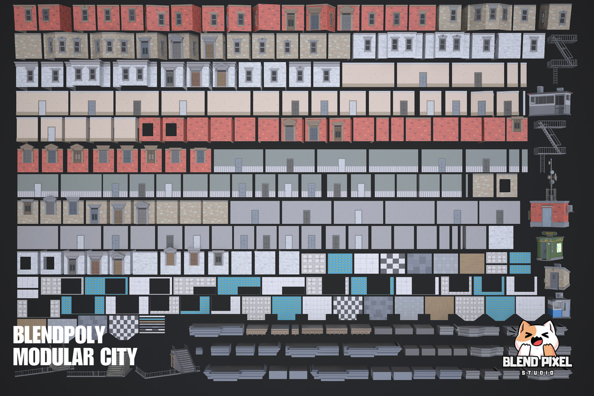 BlendPoly Modular City - Low Poly Assets