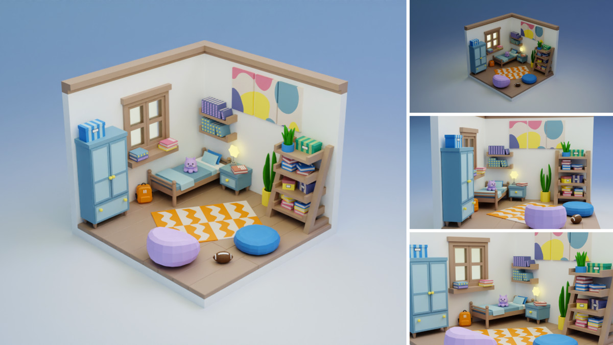 Low Poly Rooms Interiors 3 - Stylized Asset Pack