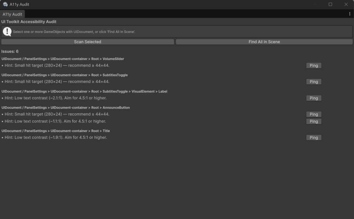 UITK Screen Reader & Accessibility Audit