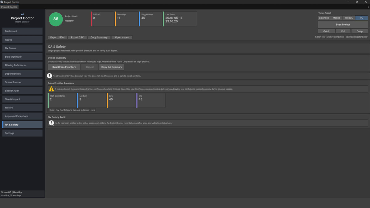 Project Doctor PRO - Health Scanner, Build Optimizer & Missing Reference Finder
