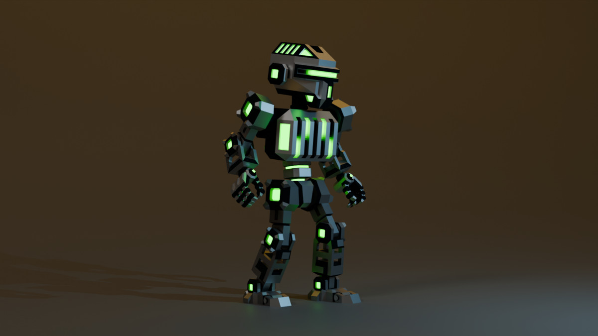 Sci-Fi Robot X-25.3 low-poly stylized