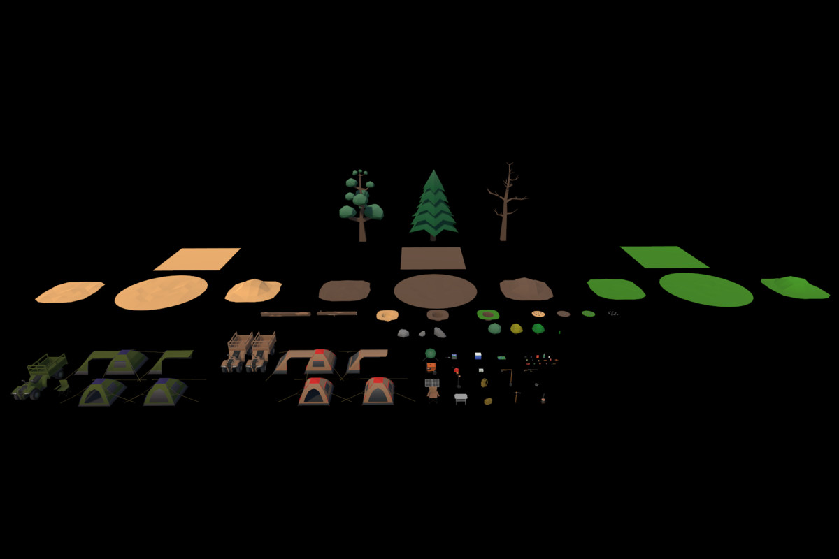 LOW POLY - Research camp (Survival Camp, Survival props, Survival, Camping)