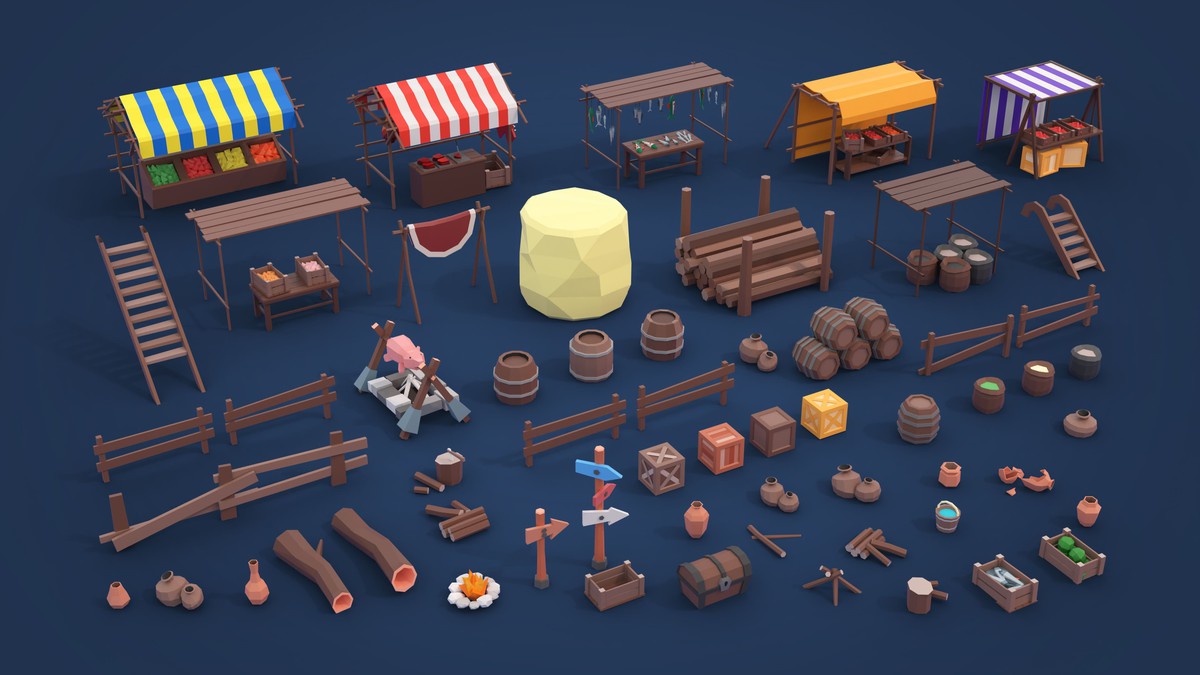 Village - Low Poly 3D Models Pack