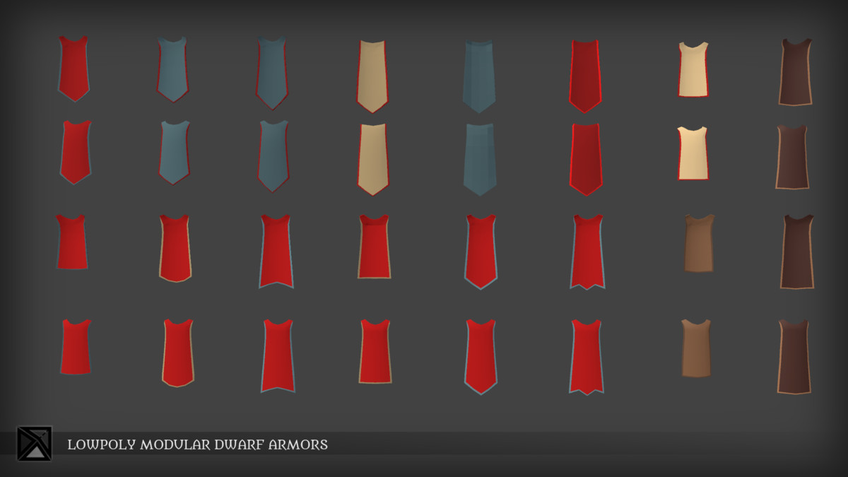 Lowpoly Dwarves Modular Armors Bundle- MEDIEVAL FANTASY SERIES