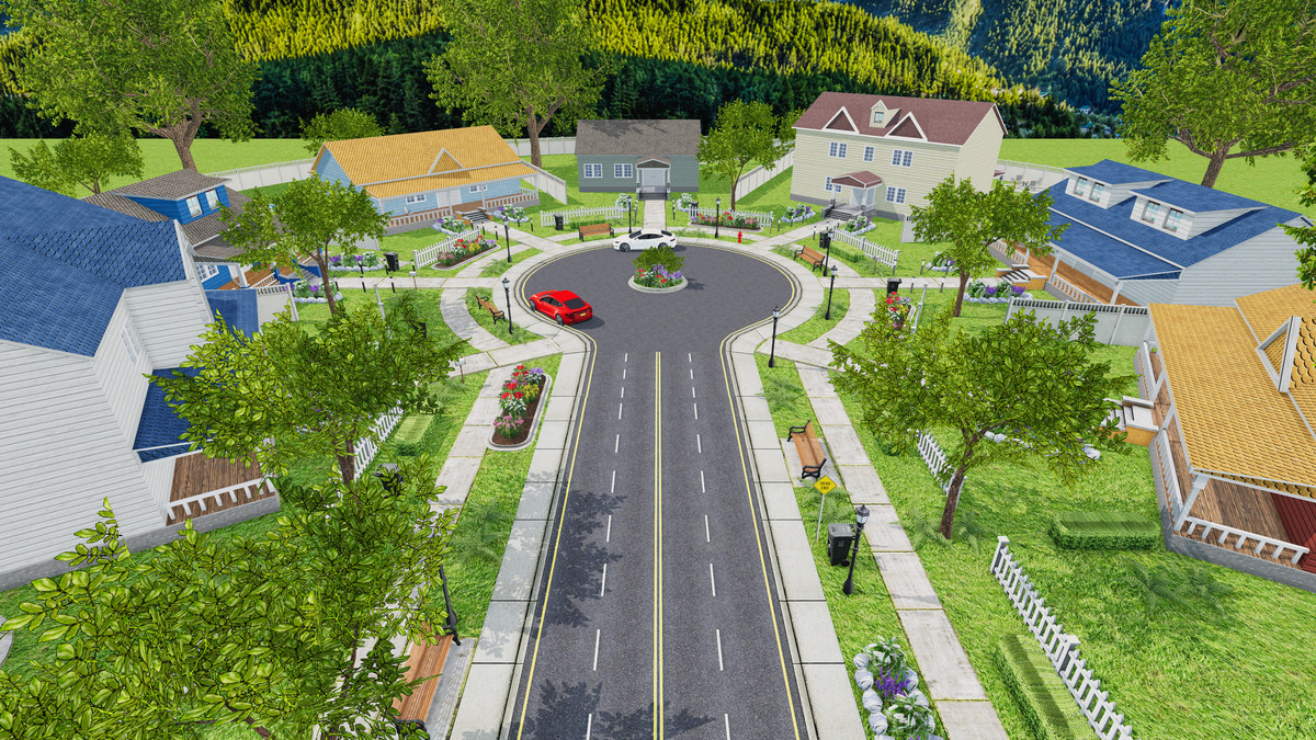American Suburban Neighborhood – Modular Houses, Interiors & Mobile Optimized