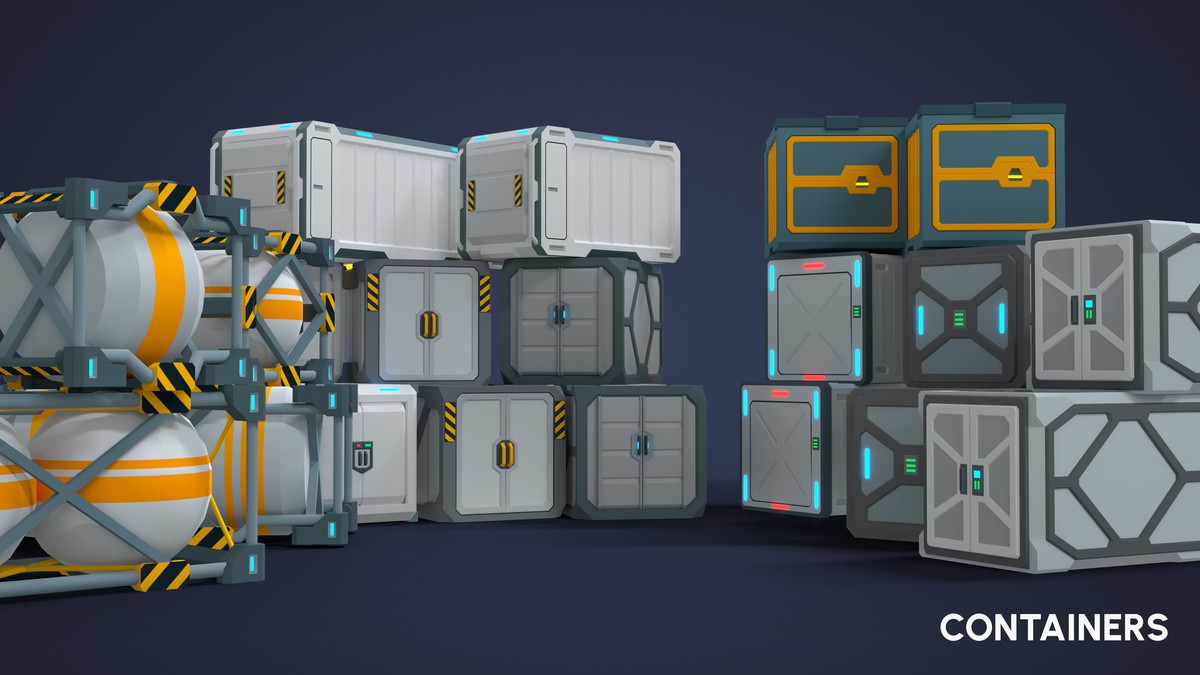Sci-Fi Props - Low Poly 3D Models Pack