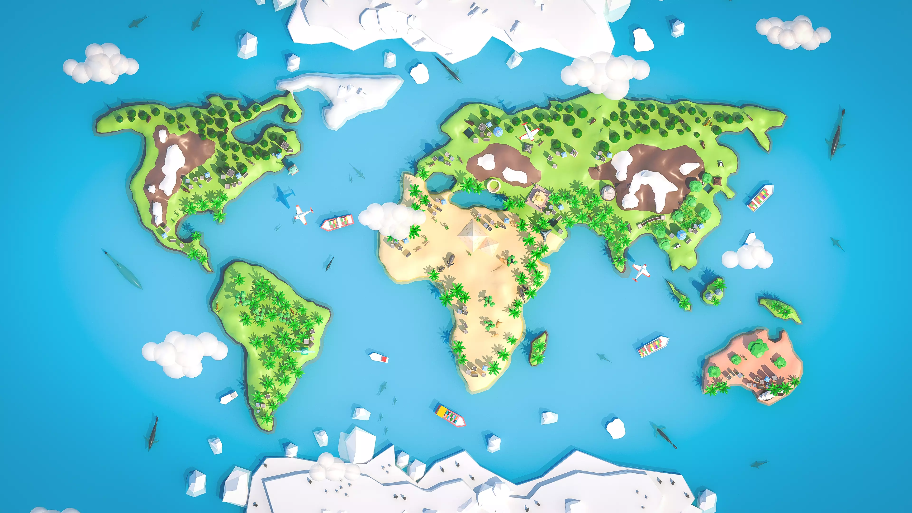 World Map Low Poly 3D Models Pack Screenshot 1