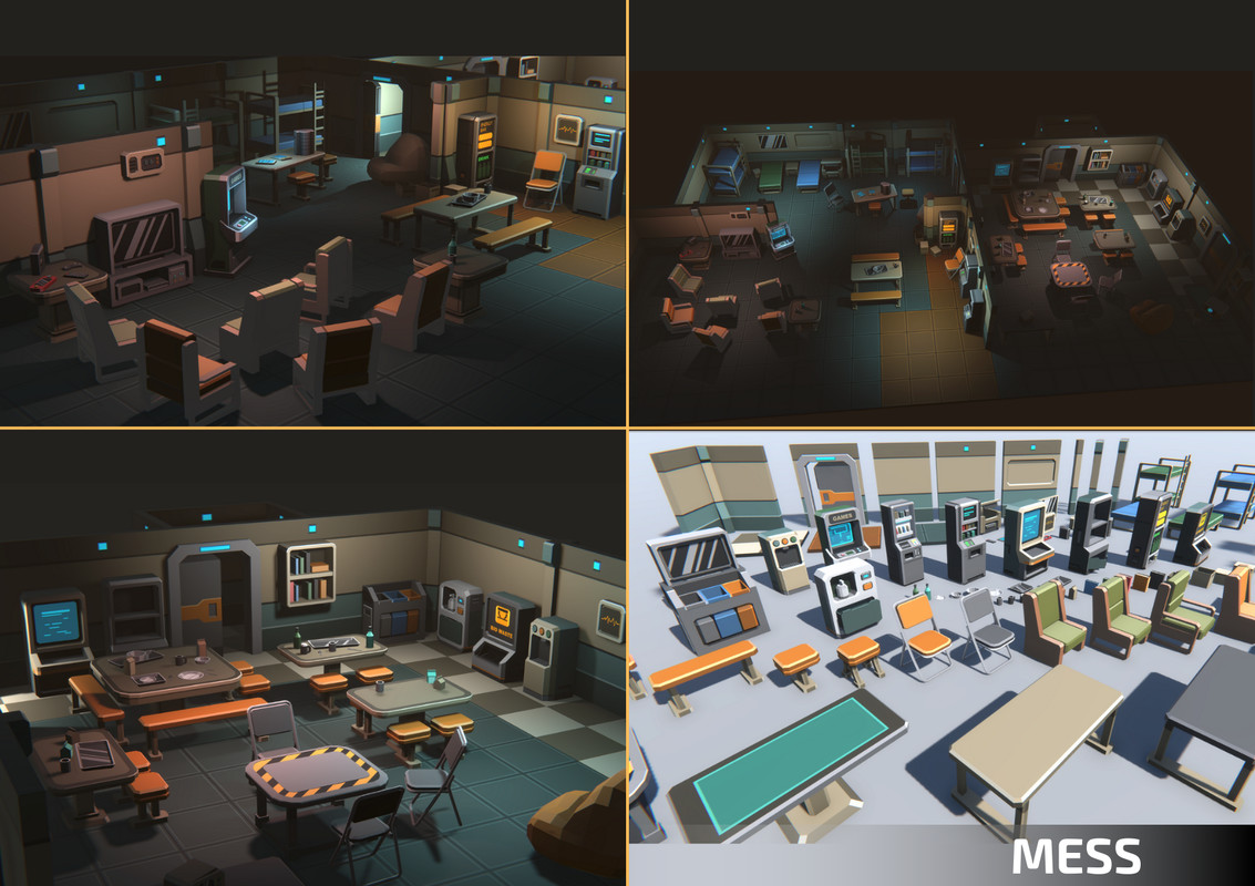 Low Poly Sci-Fi 3-Pack Bundle - Retro Style