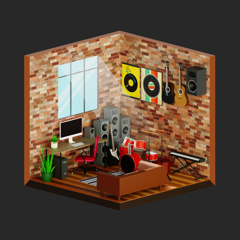 Interior 1 Low-poly 3D models Pack