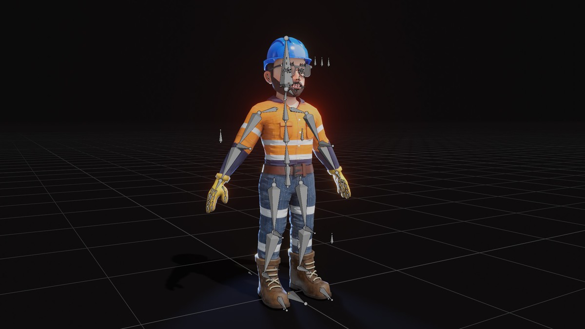 Stylized Male Worker 3D Model – Animated & Customizable (Game-Ready, Built-In)