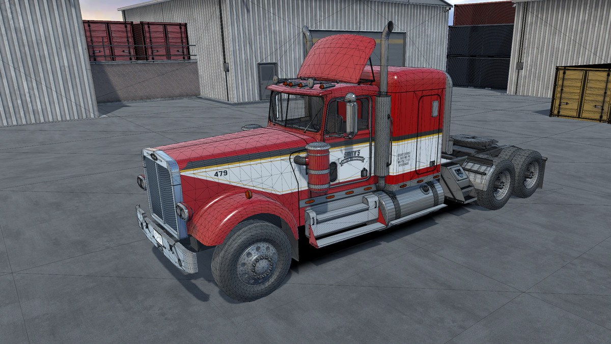 80s Semitruck dropdeck trailer