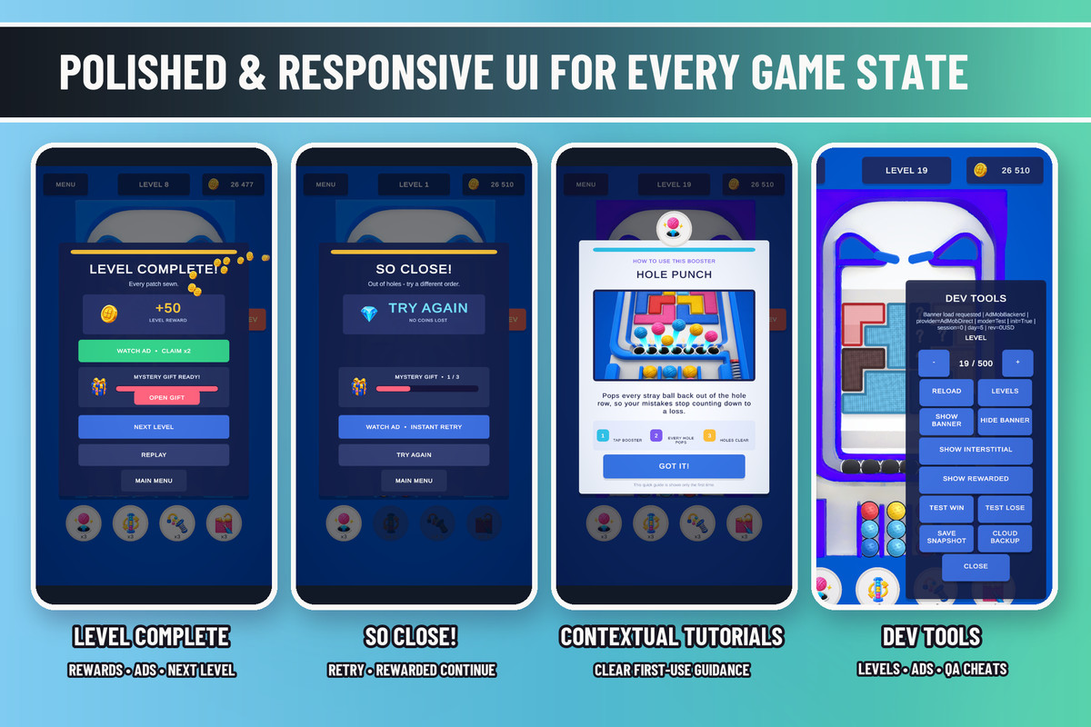 Yarn Bounce | Puzzle Game Template + Level Editors + Ads