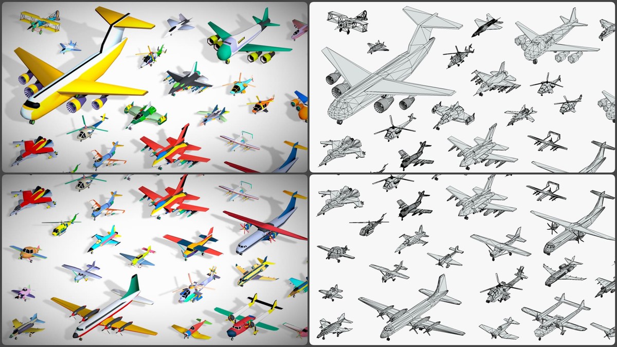 55 Air Vehicle Mega Pack - Toon Air Field - Sky Force Collection - Stylized Set