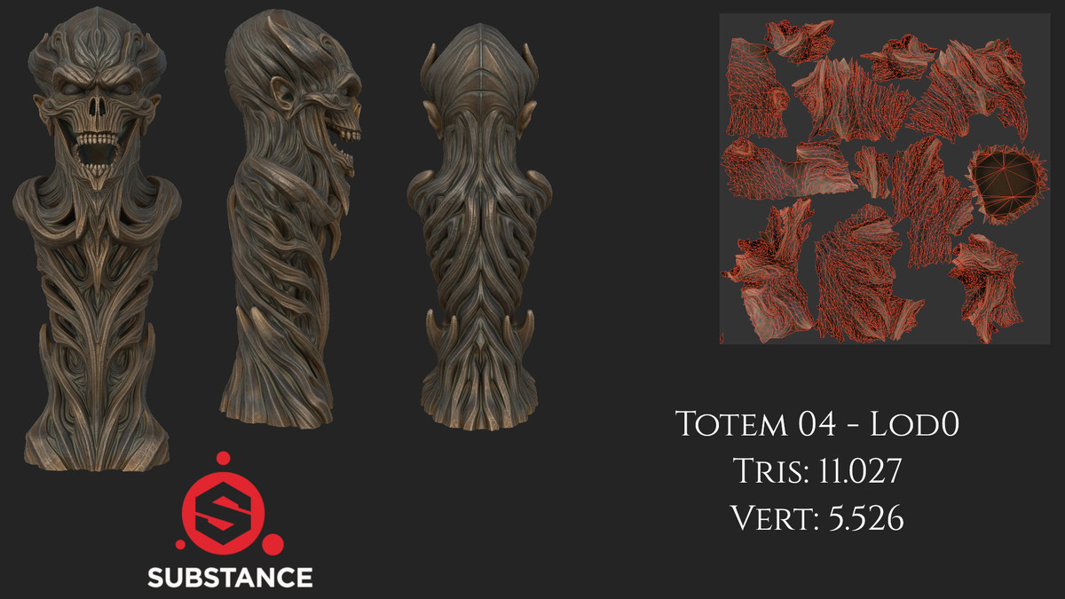 4 Dark Fantasy Totems / Statues