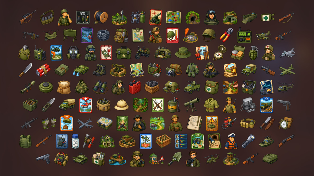 Military Operations Jungle Warfare Tactical Army Icons Pack