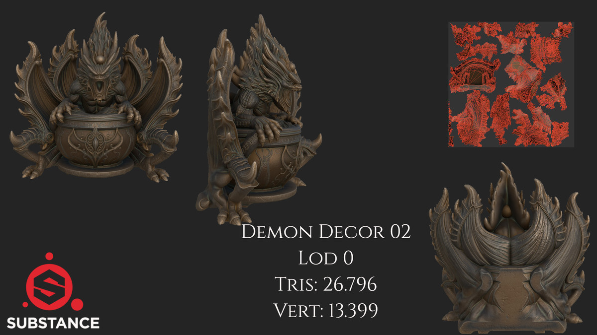 4 Demon Decorations - Dark Fantasy (Large)