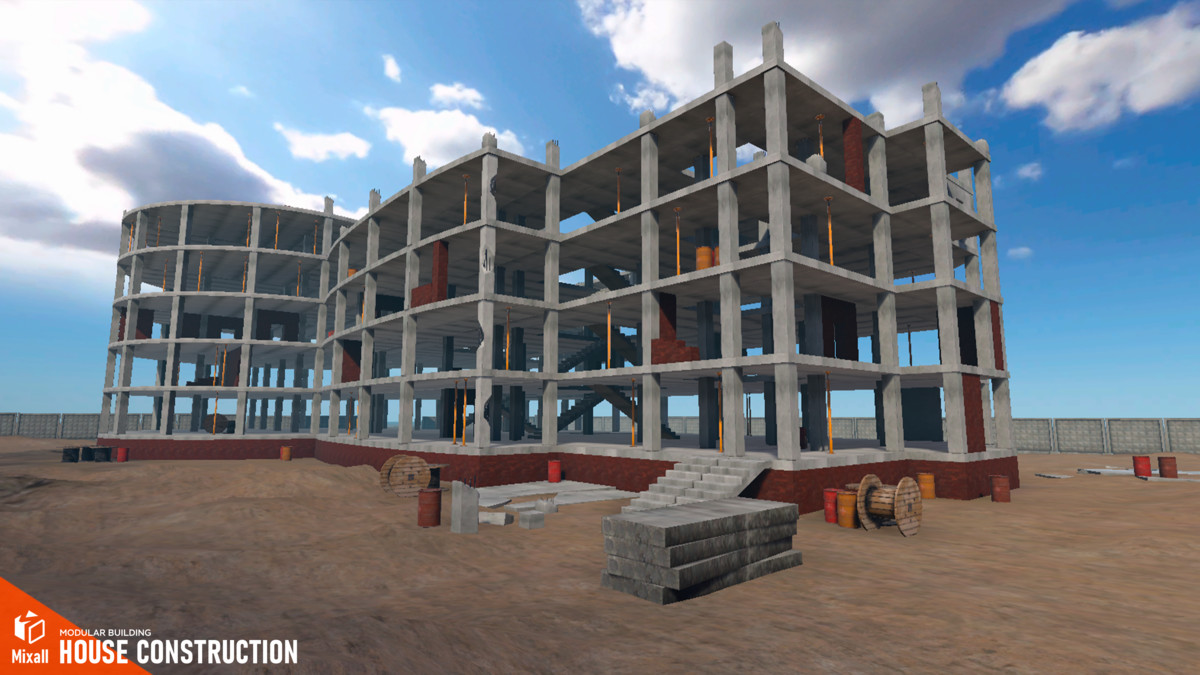 Construction sites, equipment and builders