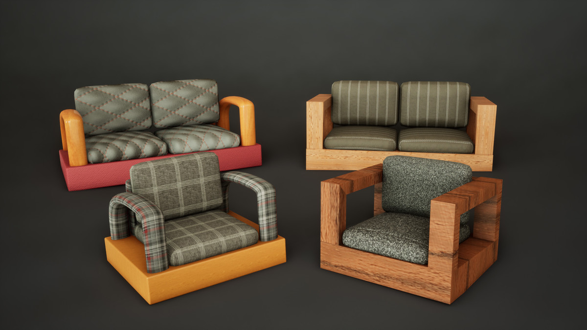 Upholstered Furniture Pack - Customizable 4K PBR Seating Collection Vol.01.