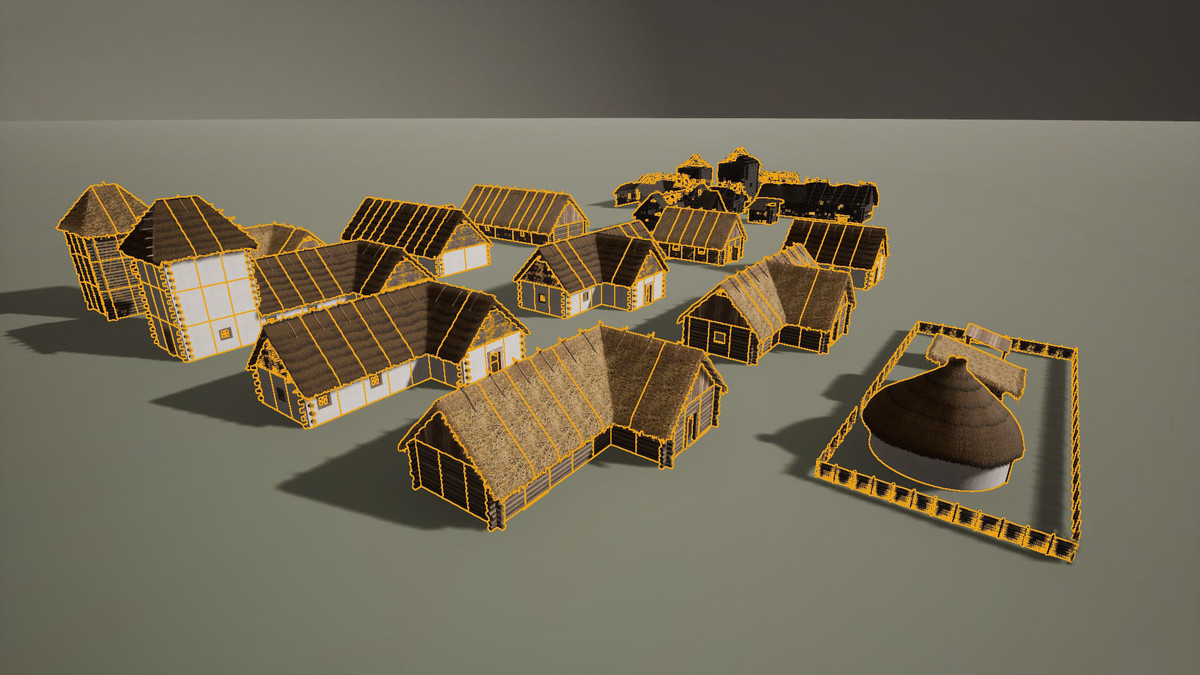 Medieval Modular Slavic Houses Building Kit (Plus Burnt versions)