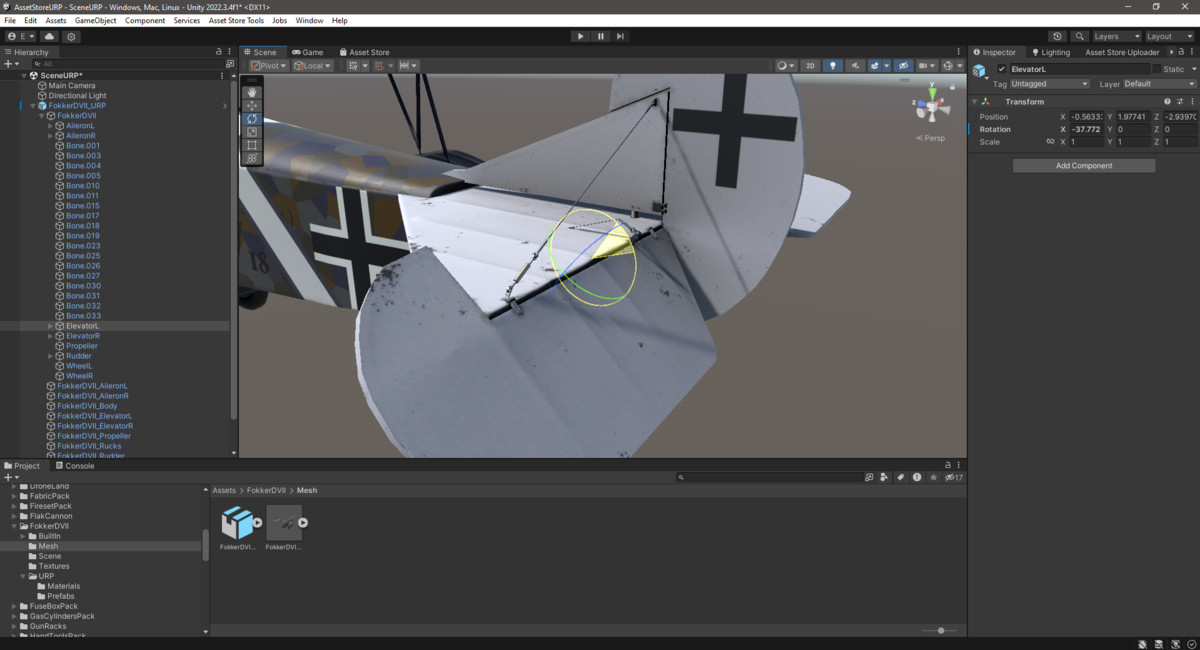 Aircraft Fokker DVII Rigged