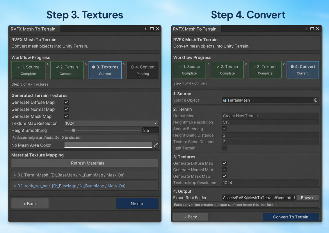 RVFX Mesh To Terrain Tool - Convert Meshes & Add Details to Existing Terrain