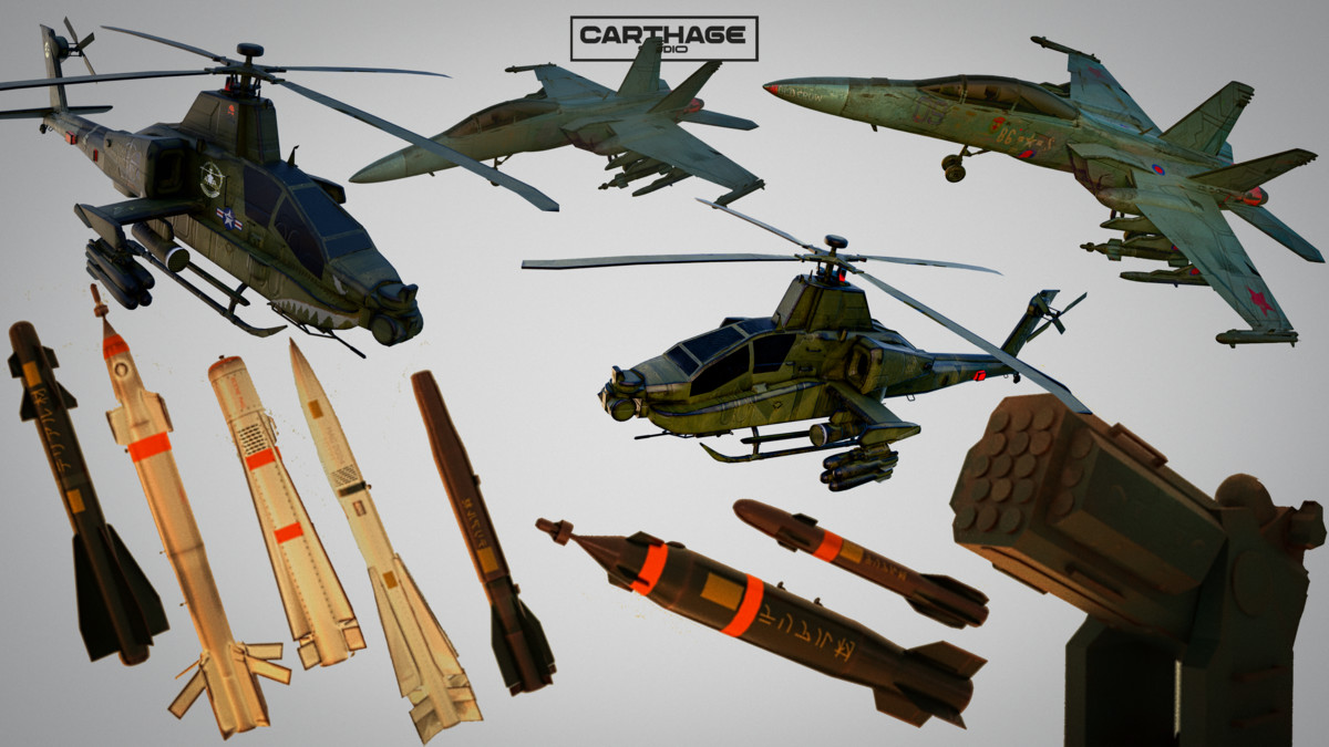 Military Helicopter, Jet, and Weapons Pack