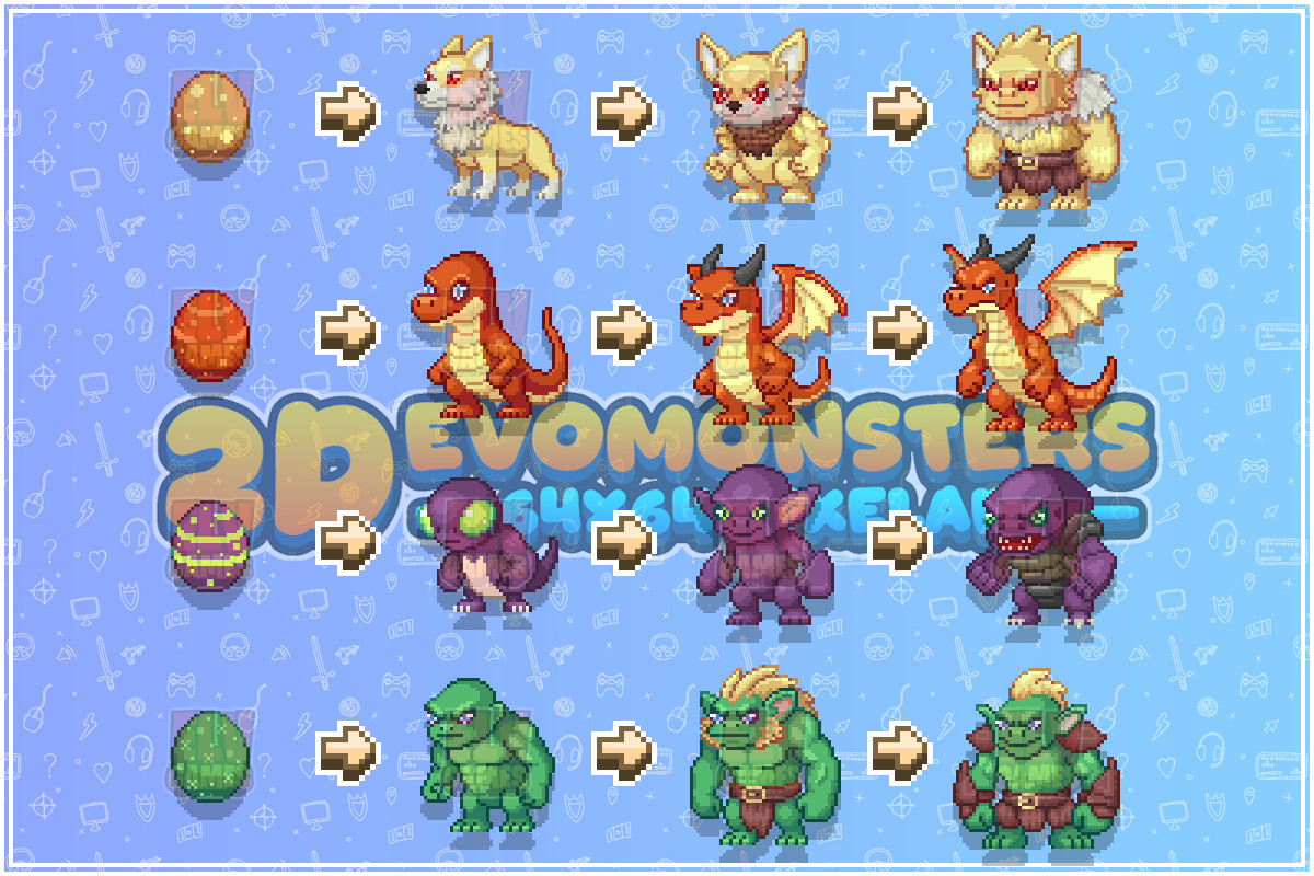 2D Pixel EvoMonsters Mega Pack