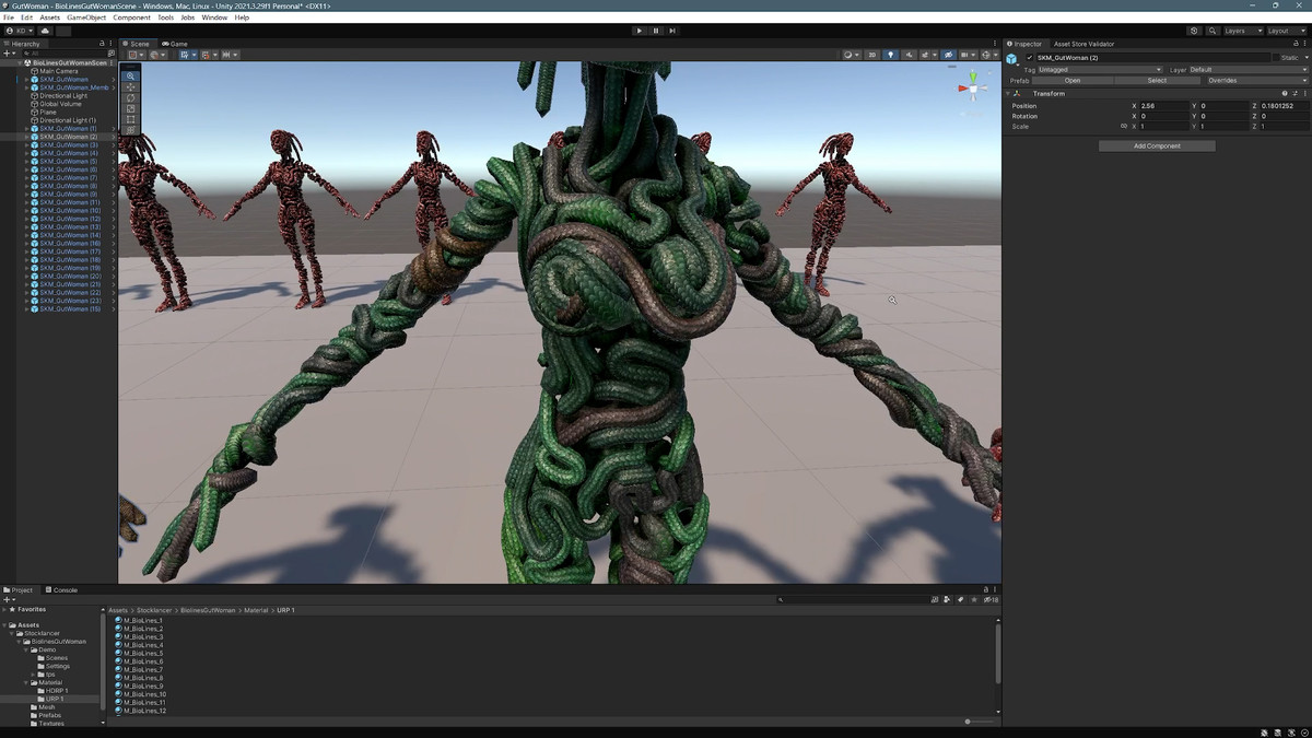 Bio Lines: Gut Woman, a Humanoid Character for horror games