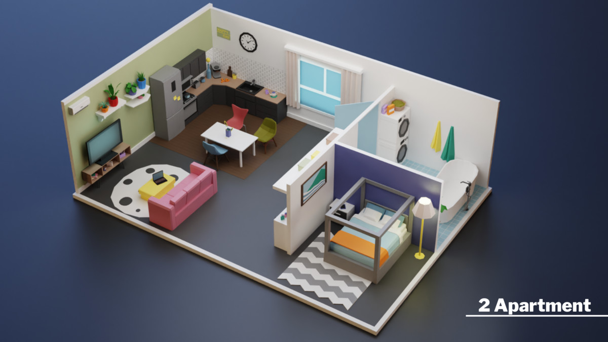 Low Poly Apartments Interiors Pack