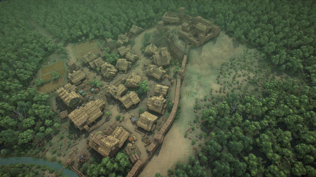 Stylized fantasy pagan village