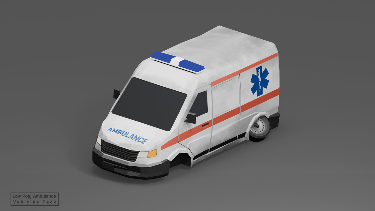 Low Poly Ambulance Vehicles Pack