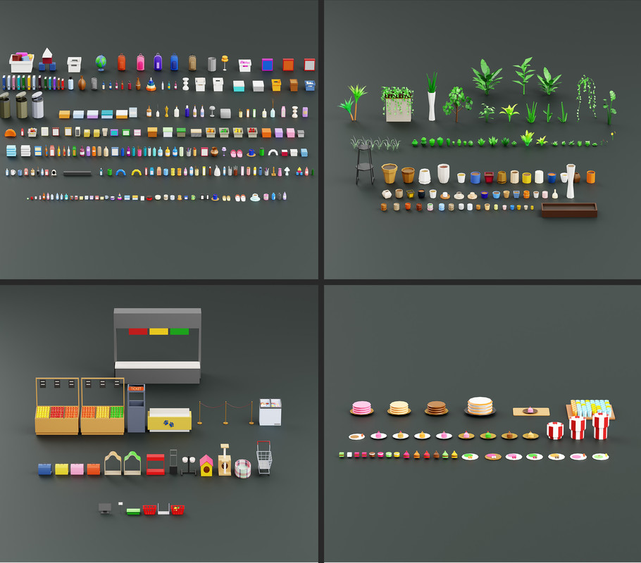 Interior 1 Low-poly 3D models Pack