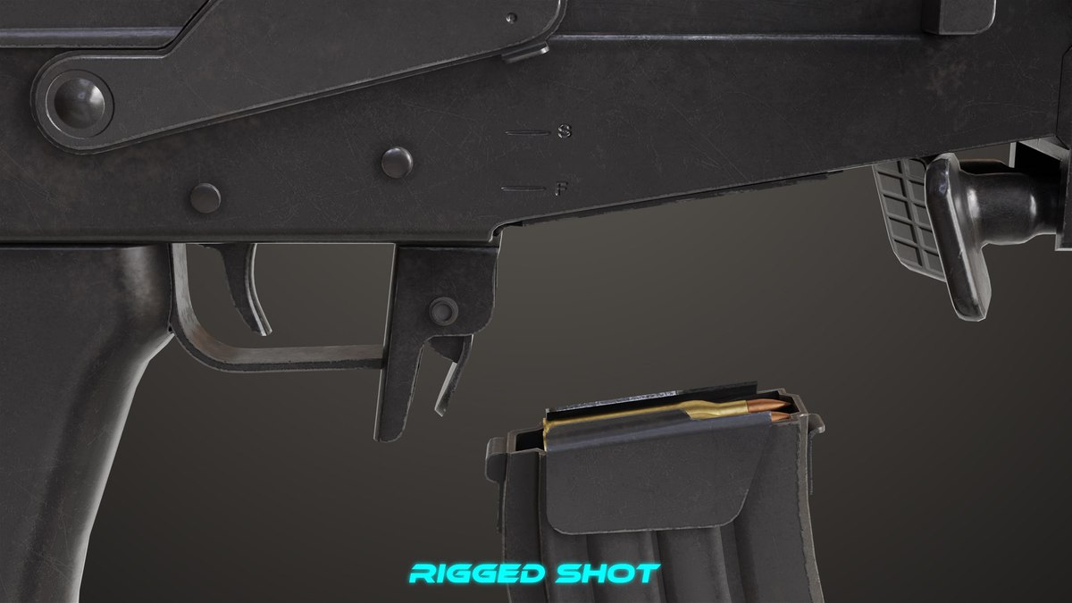 Machine Gun 13 Wood Handle URP HDRP Textures