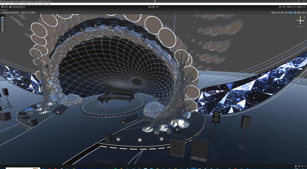 Black Diamond Concert Arena Stage Venue - Modular 3d Scene with Props
