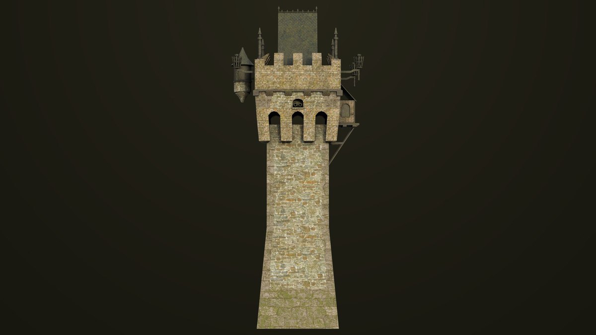 Old Castle Watch Tower 01 URP HDRP Textures