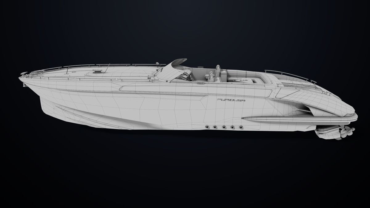 Yacht Boat 01 Black with Interior HDRP URP Textures