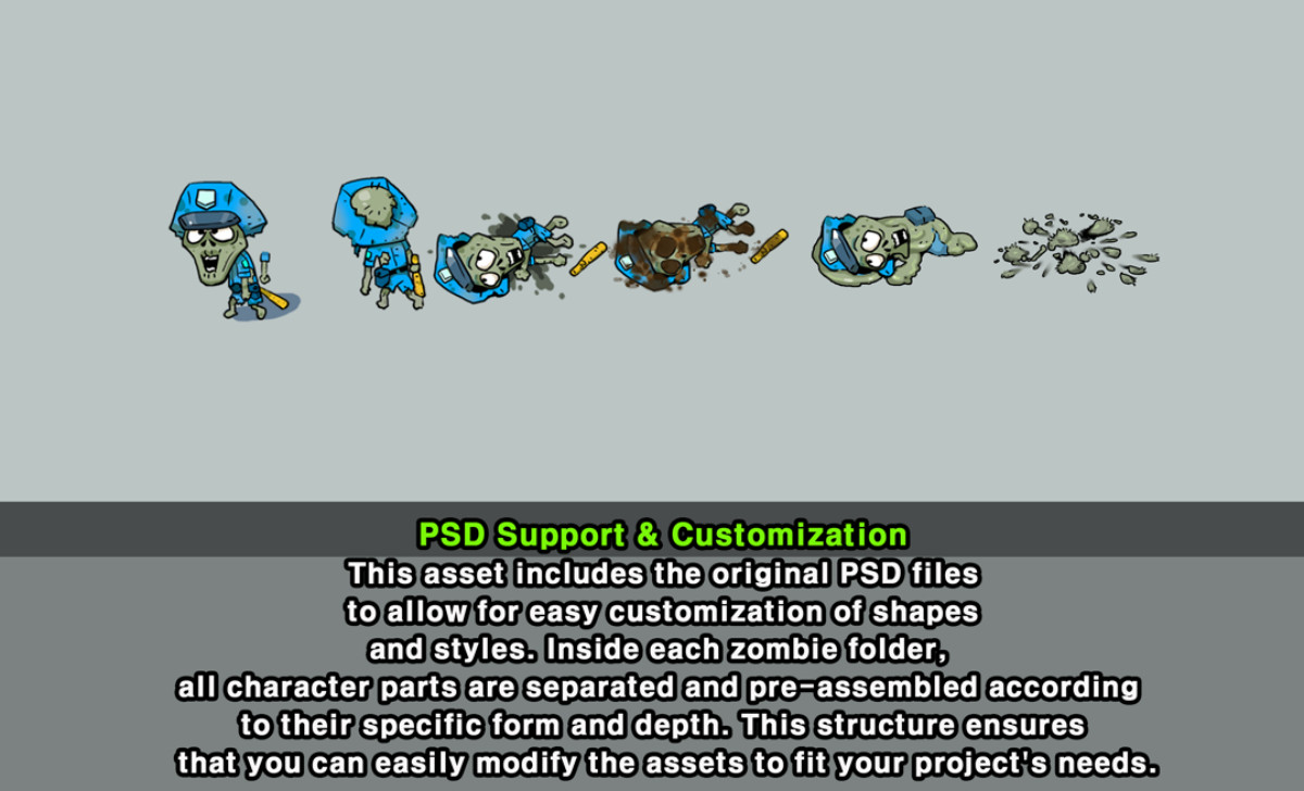 Doodle Police Zombie - Customizable Spine 2D