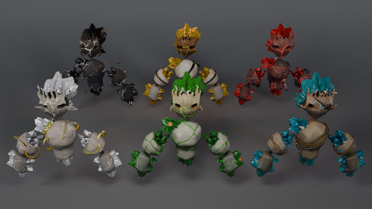 Stylized Elemental Golems - Enemies Pack