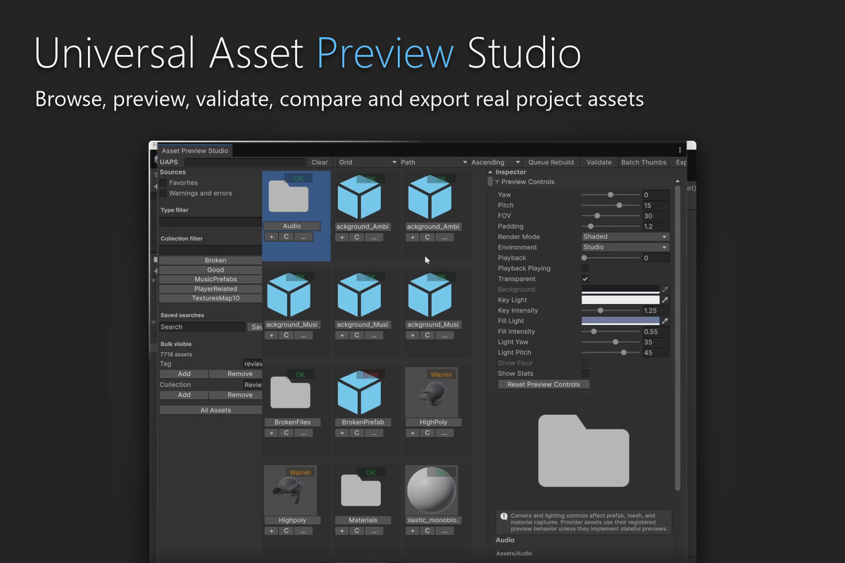 Universal Asset Preview Studio - Thumbnails, Catalogs & Asset QA