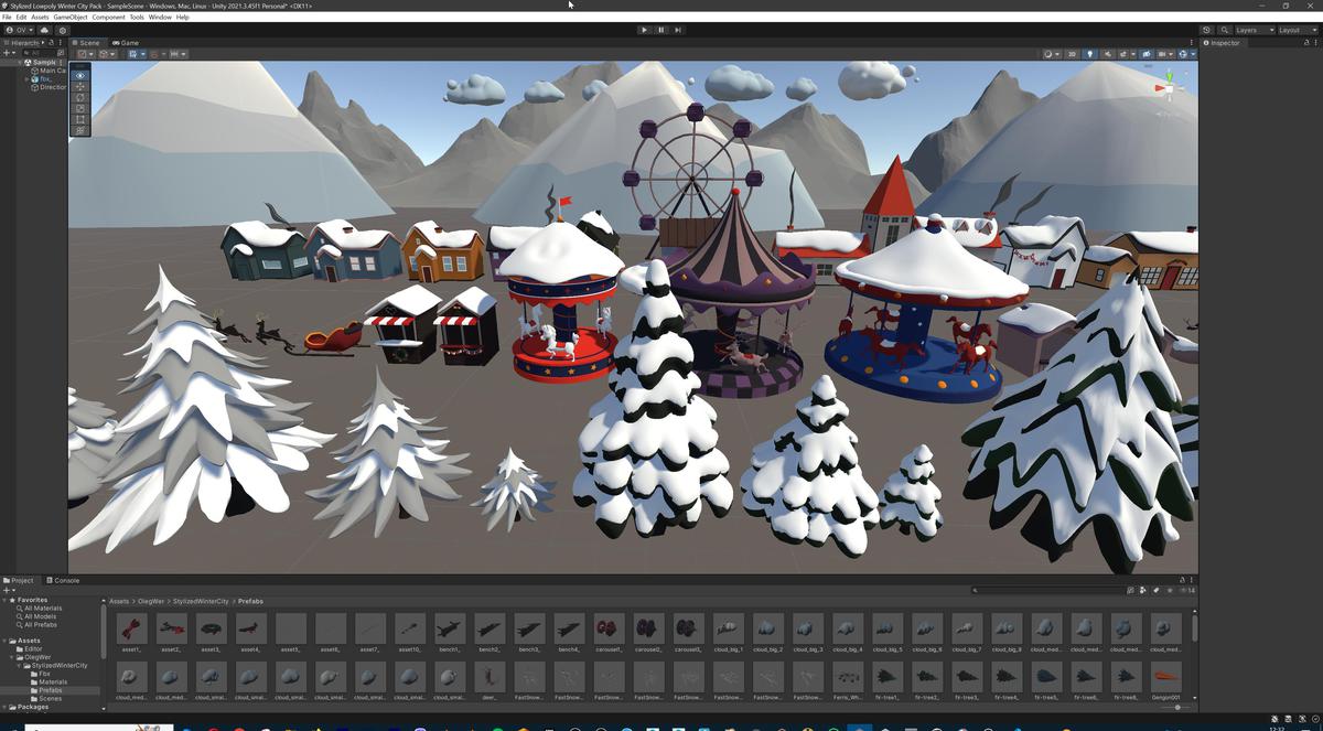 Stylized Lowpoly Winter City Asset Pack