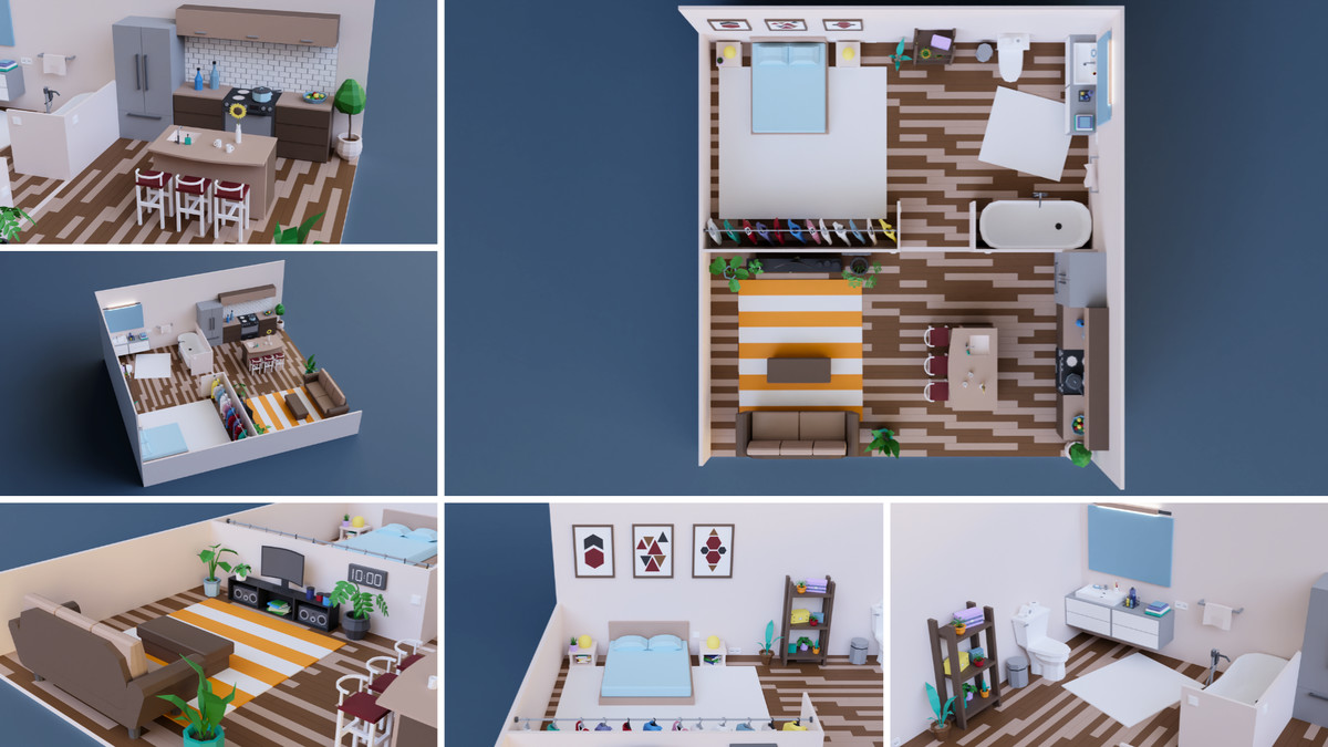 Low Poly Apartments Interiors Pack