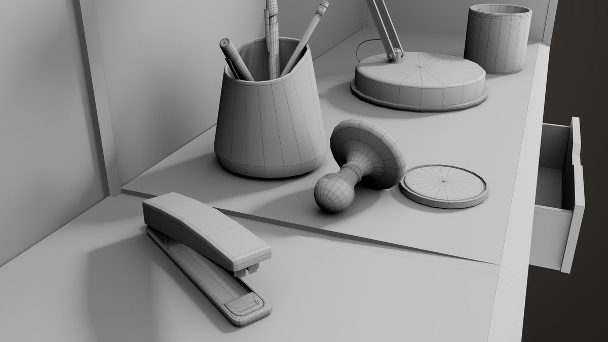 Office Desk Props Single Mat URP HDRP Textures