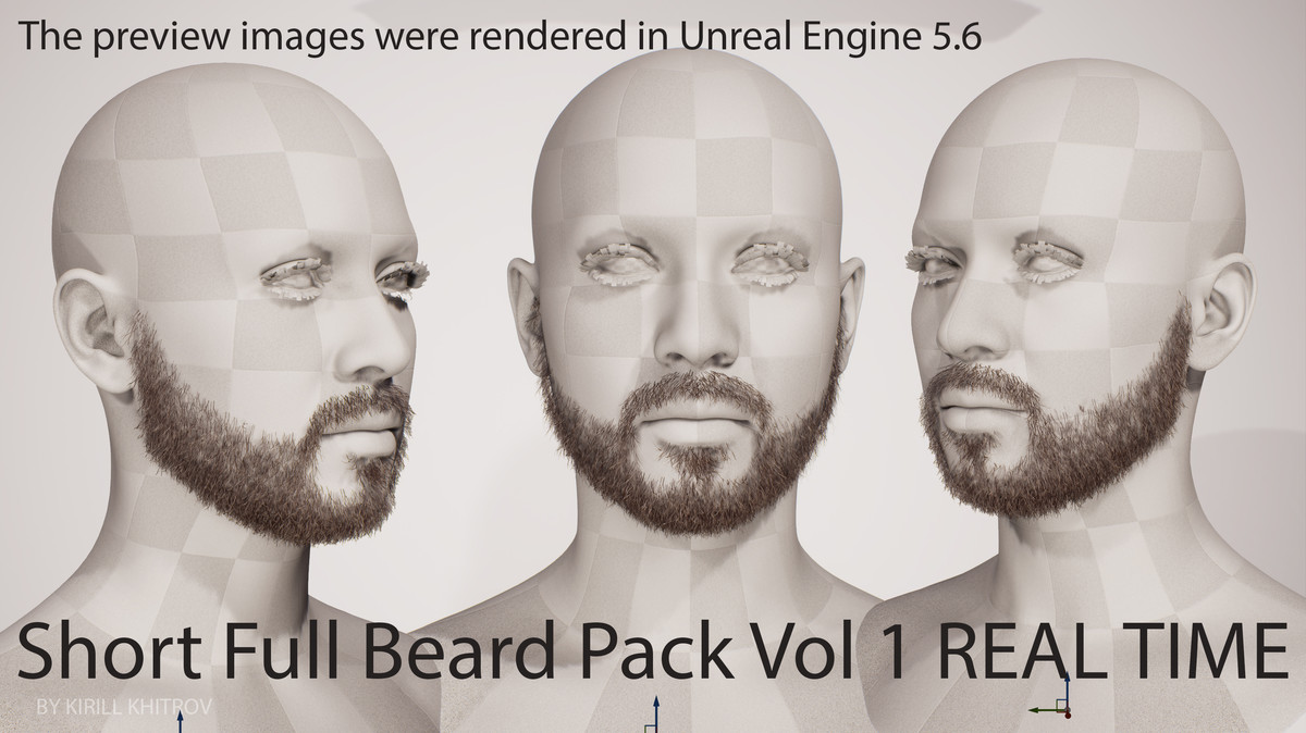 Short to Medium Boxed Beard Growth Pack Vol. 1 - 5 Real-Time Facial Hair Styles