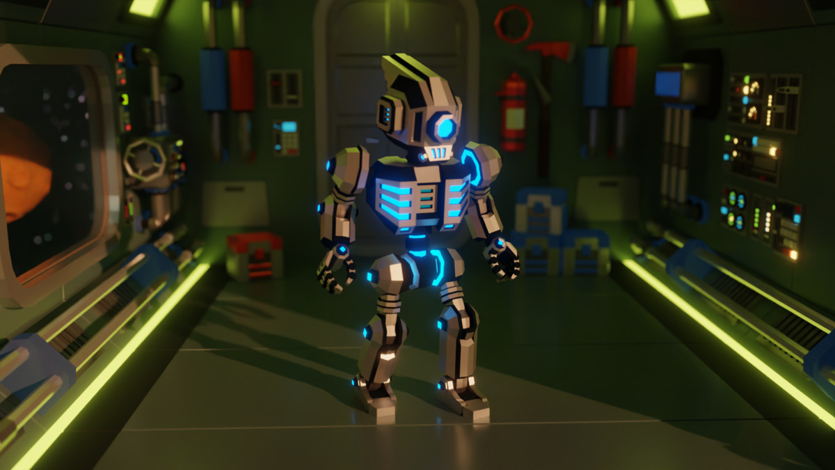 Sci‑Fi Robot X-25.2 Low‑Poly Stylized